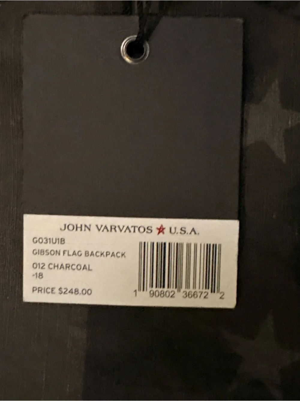 John Varvatos Star USA Gibson Flag Print Black Backpack